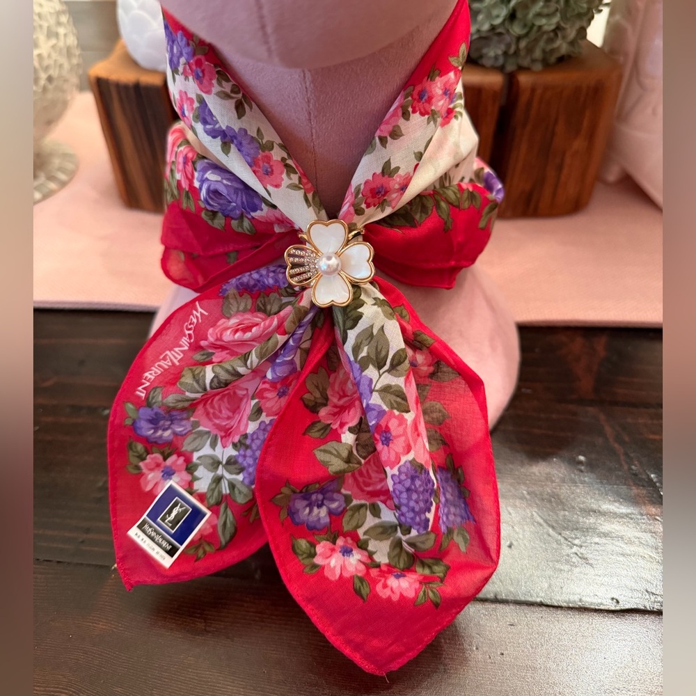 Vintage Yves Saint Laurent Floral Scarf